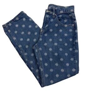 Old Navy High-Rise Slouchy Straight Daisy Print Jeans Girl's Size 14